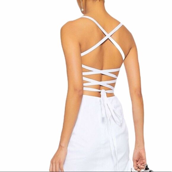 Milly White Maria Lace Up Midi Dress New With Tag Size 4 - Picture 2 of 12